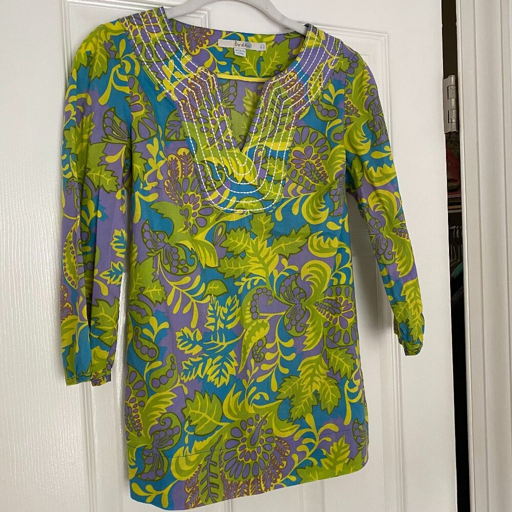 Boden Embroidered Split Neck Tunic - US 2